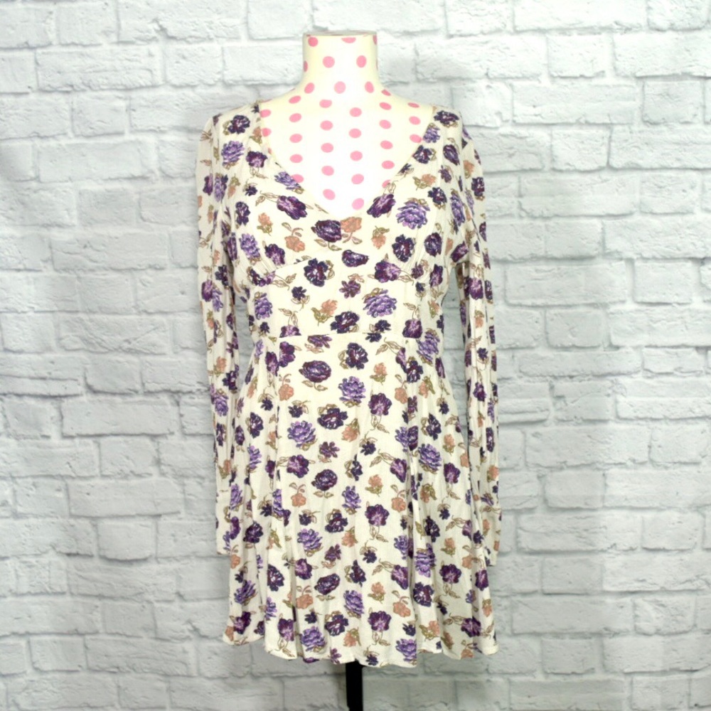 Free People Purple Floral Skater Mini Dress